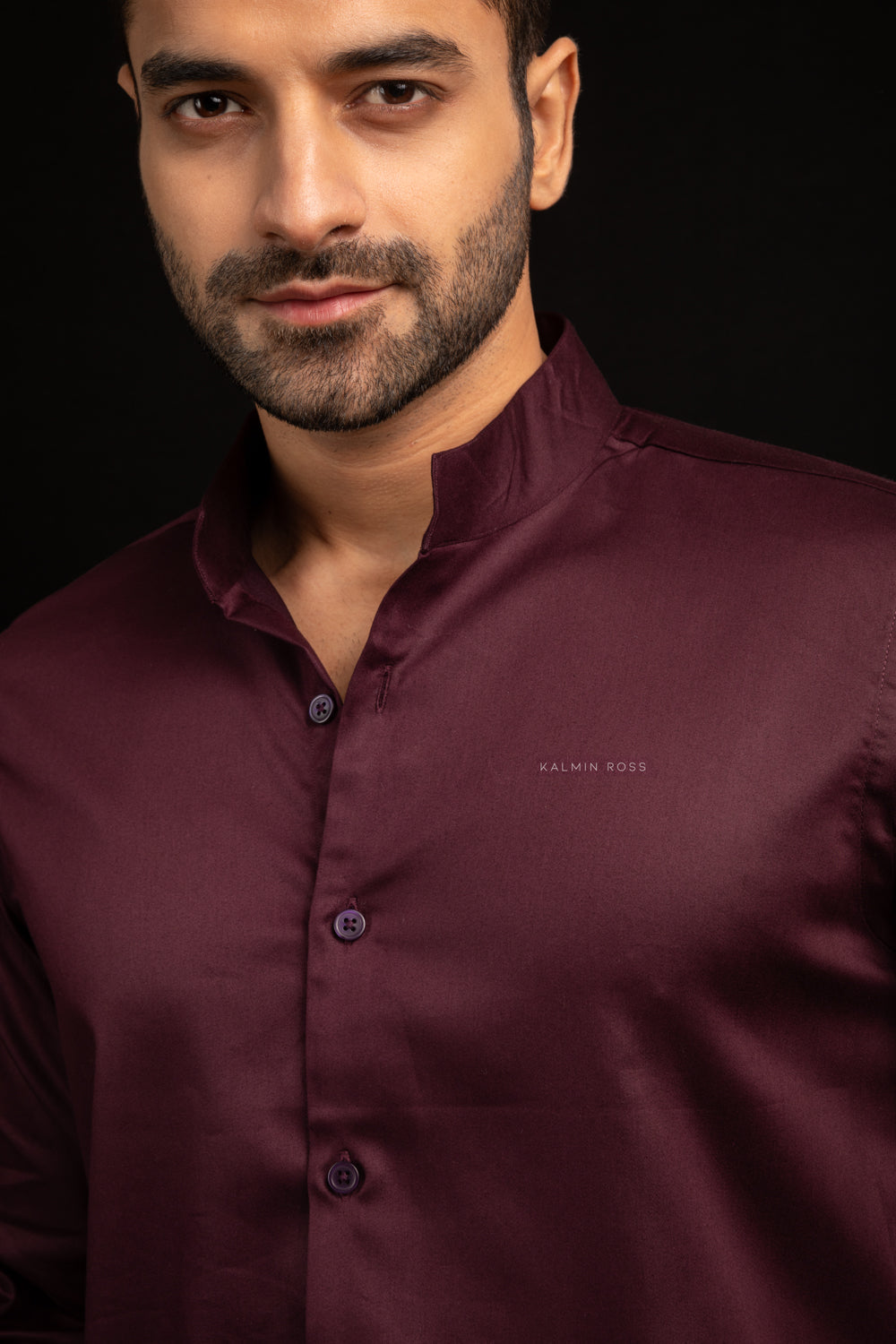 MERLOT MANDARIN COLLAR KR SIGNATURE SHIRT