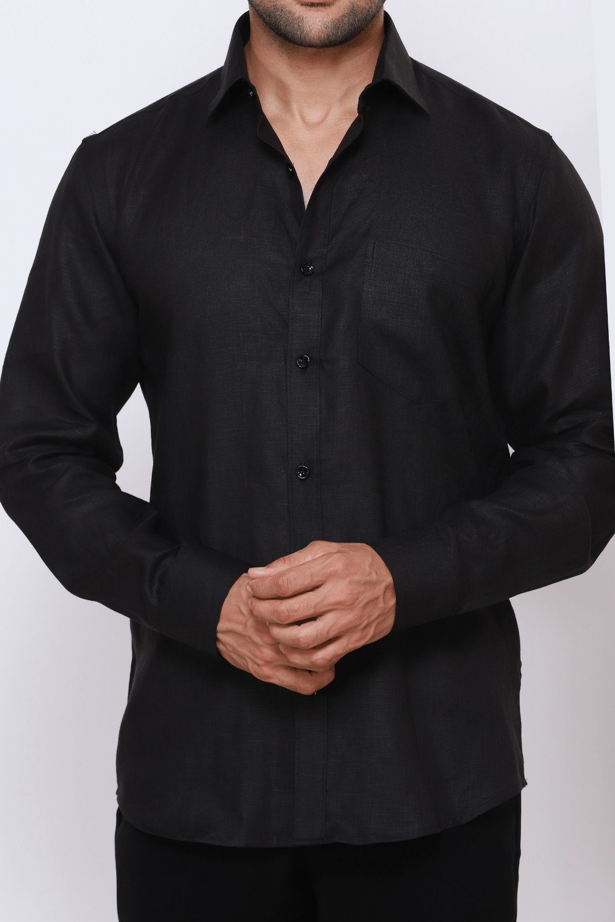 The Dark Knight | Premium Black Linen Shirt