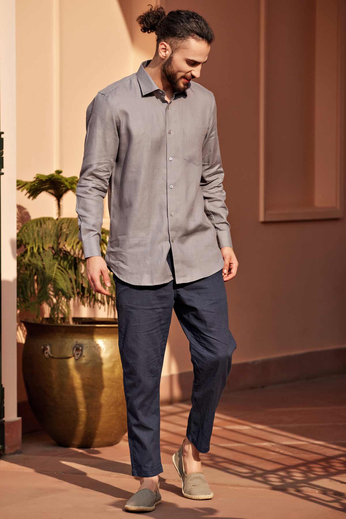 Dusk | Premium Grey Linen Shirt