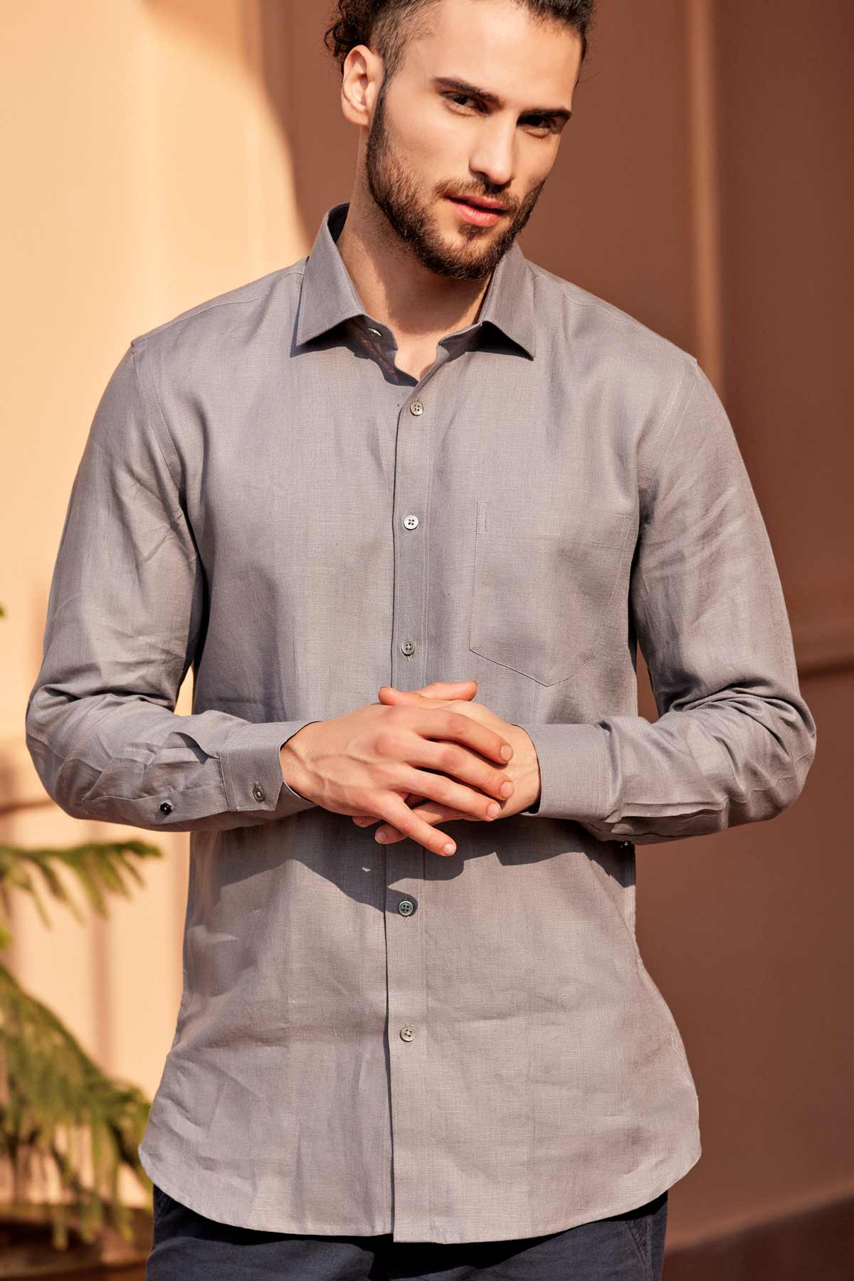 Dusk | Premium Grey Linen Shirt