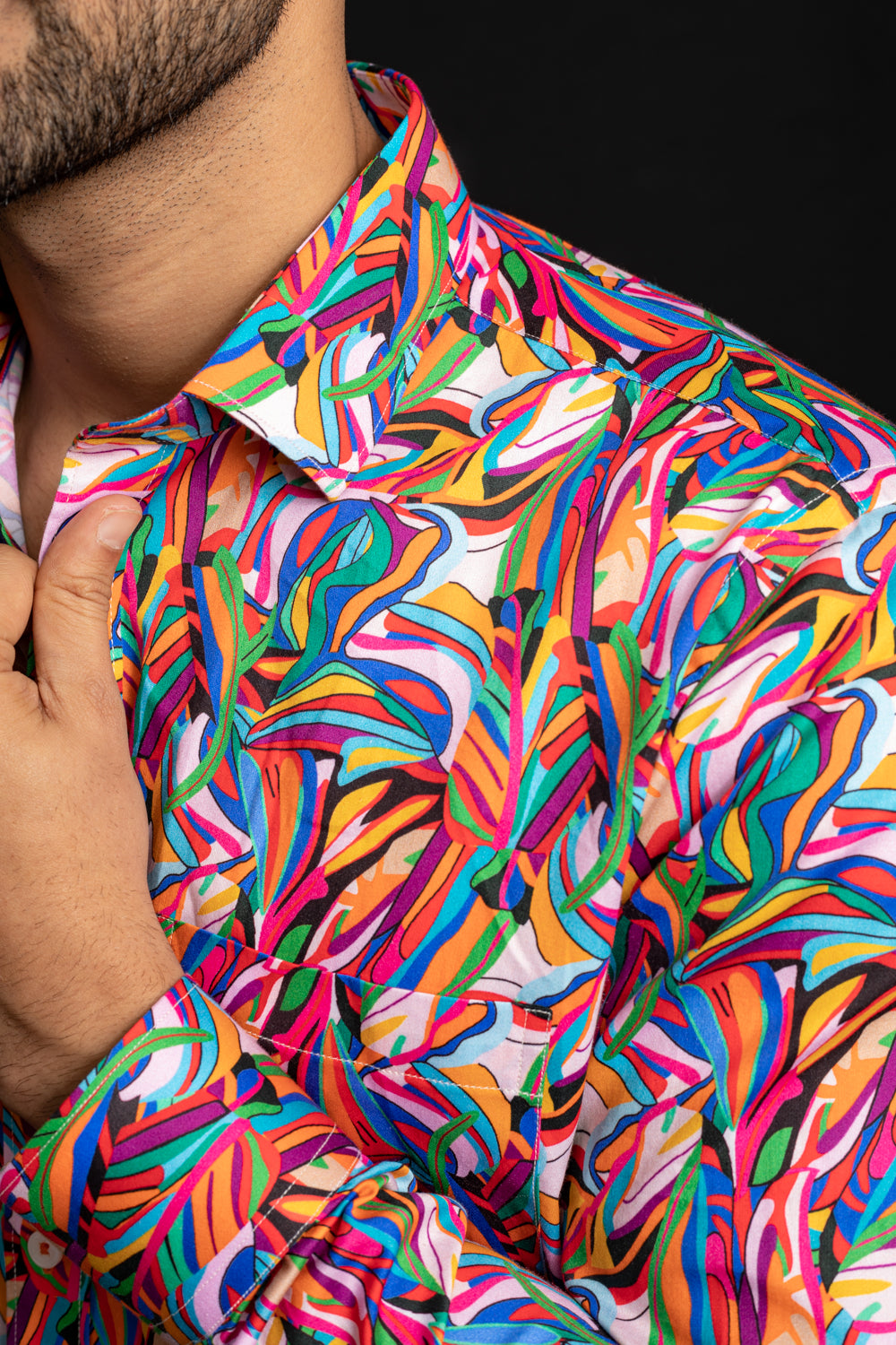 Long Sleeve Button Down Shirt - Best Men's Printed Dress Shirts - Slim Fit Dress Shirt