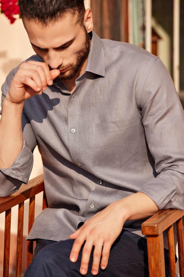 Dusk | Premium Grey Linen Shirt